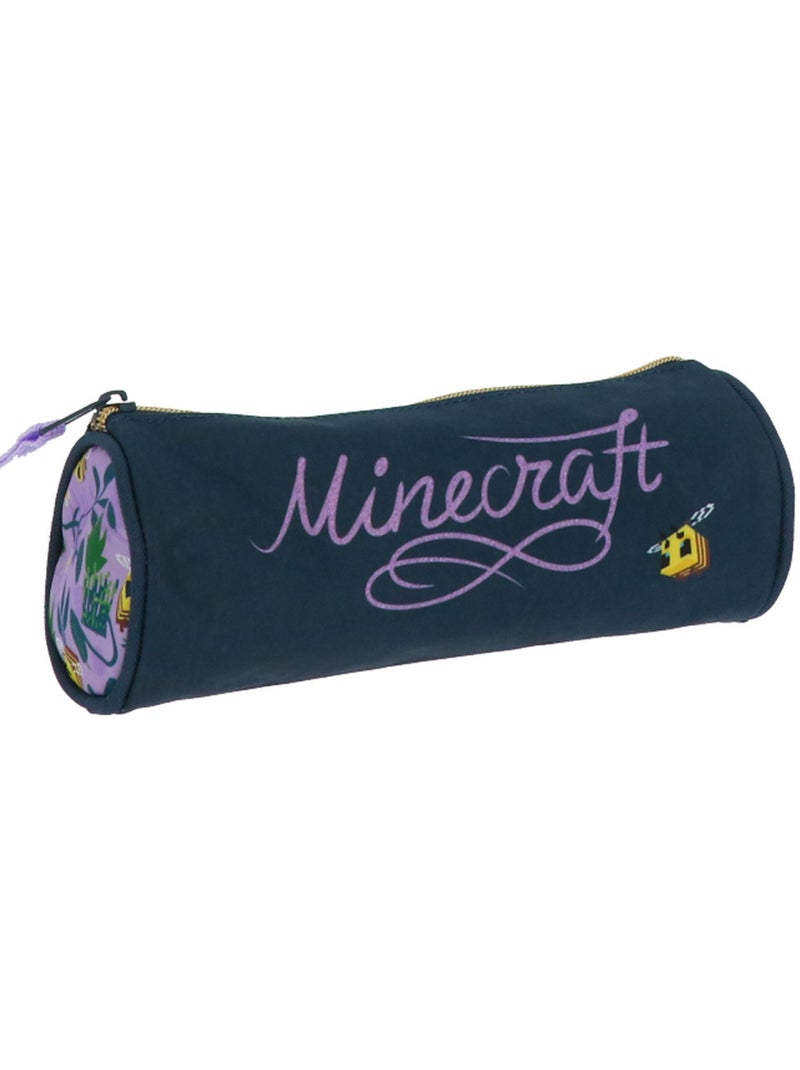 Trousse ronde textile Minecraft motif Creeper floral Blanc Violet Gris - Kiabi