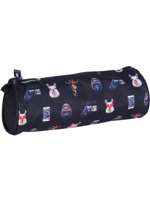 Trousse ronde zippée thème Selfie en tissu 22 x 8 cm - Kiabi Trousse ronde zippée thème Selfie en tissu 22 x 8 cm - Kiabi