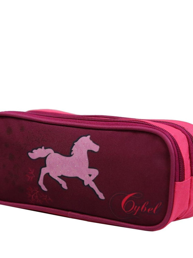 Trousse scolaire 2 compartiments Cybel Cheval Licorne Violette Bagtrotter Violet - Kiabi