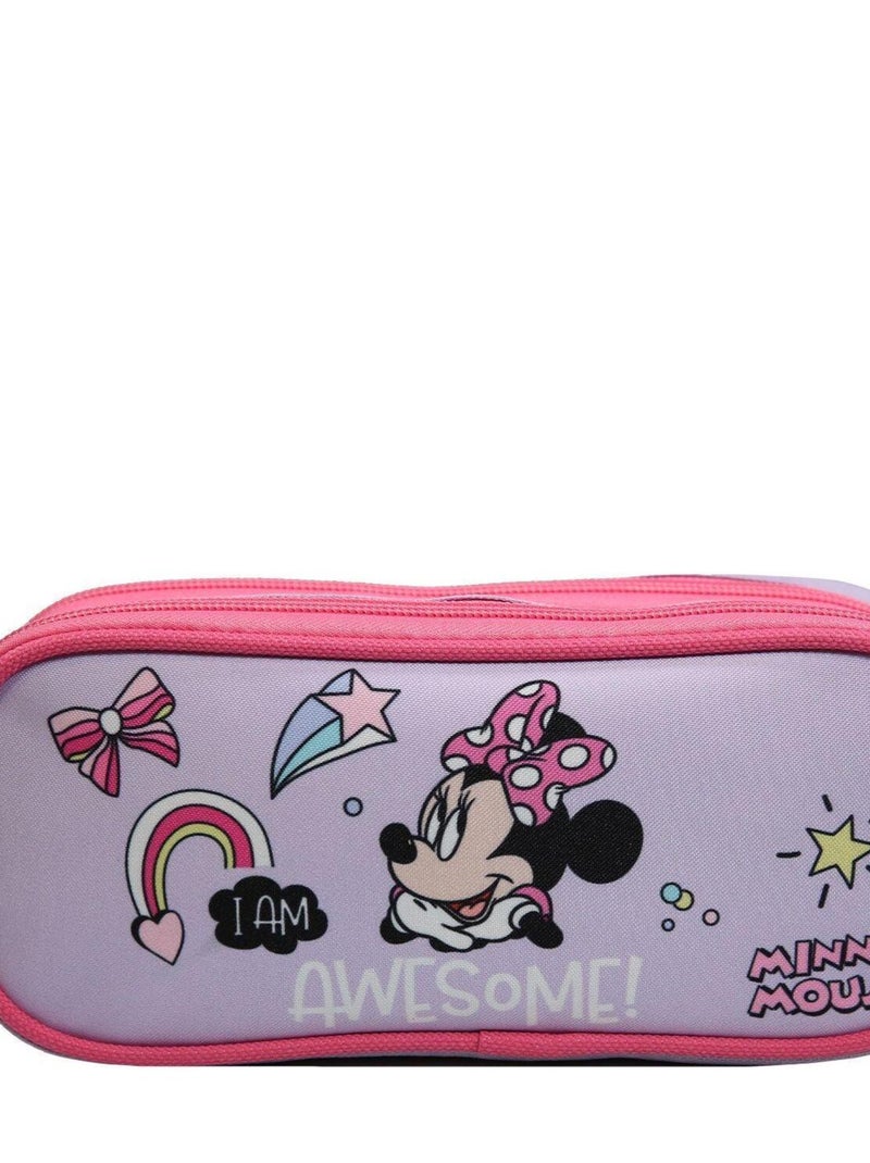 Trousse scolaire 2 compartiments Disney Minnie Violette Parme Bagtrotter Violet - Kiabi