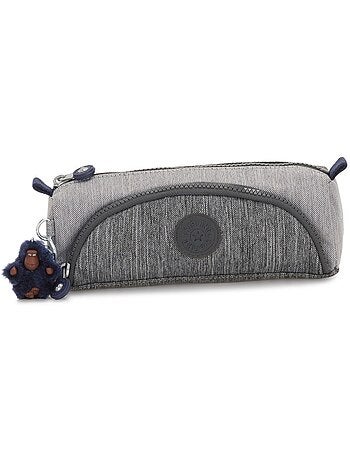 Trousse Scolaire 2 Compartiments Kipling Cute Gris 22 CM - Porte clé singe inclus