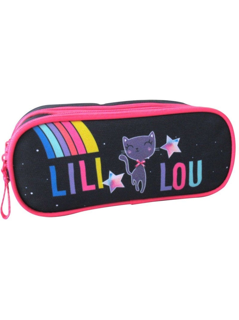 Trousse scolaire 2 compartiments Lililou Bleu marine Bleu - Kiabi