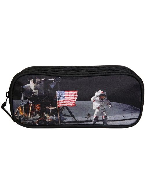 Trousse scolaire 2 compartiments Nasa Astronaute Noire Bagtrotter - Kiabi
