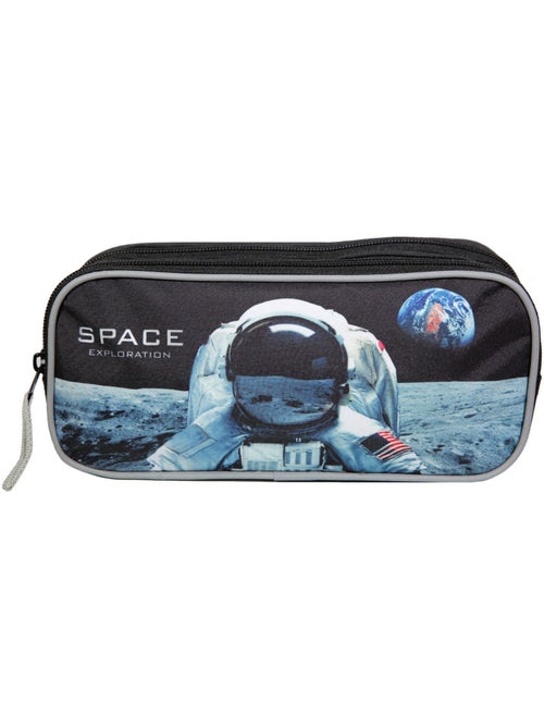Trousse scolaire 2 compartiments Nasa Astronaute Noire Bagtrotter - Kiabi