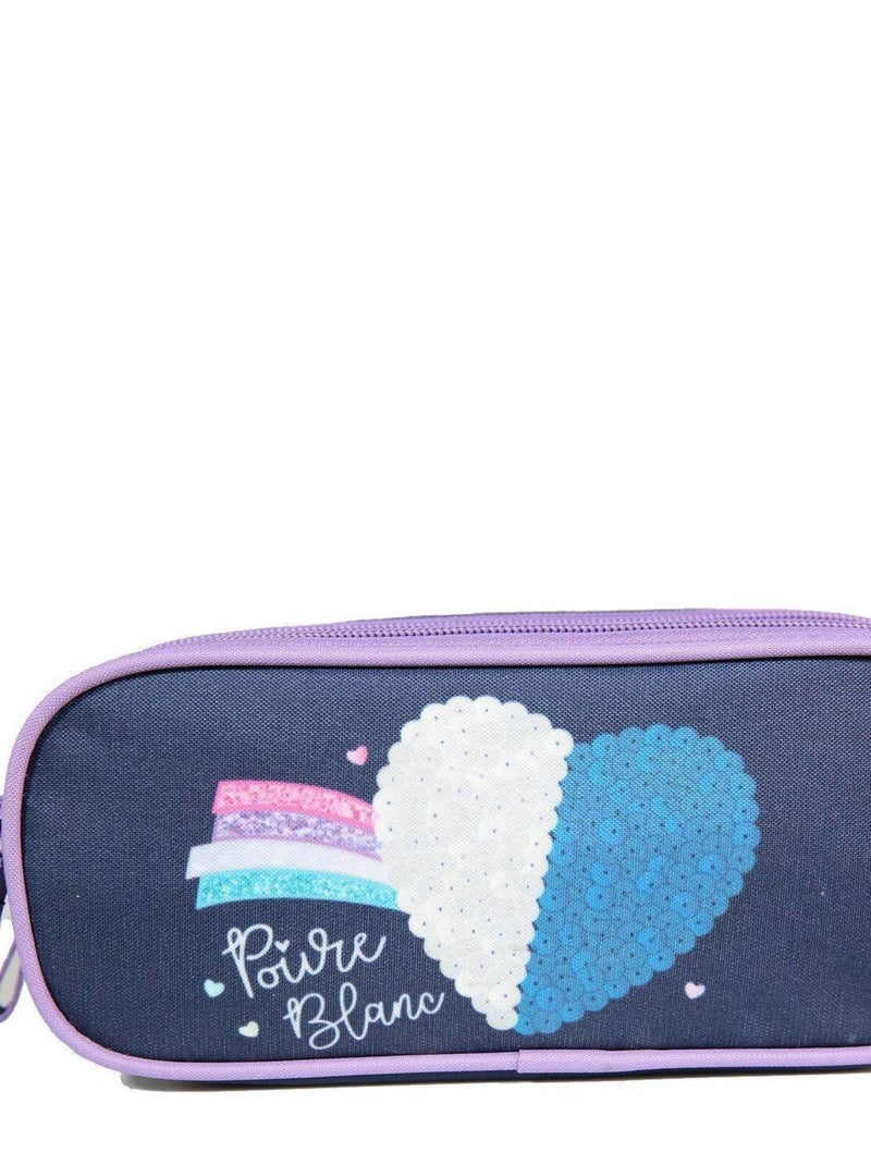 Trousse scolaire 2 compartiments Poivre Blanc C?ur Arc En Ciel Bleu marine Bagtrotter Bleu - Kiabi