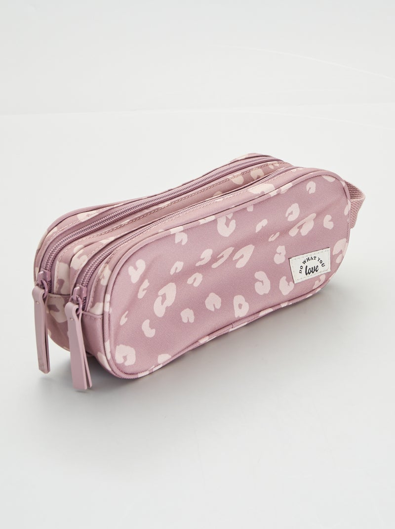 Trousse scolaire à double compartiment Rose léopard - Kiabi