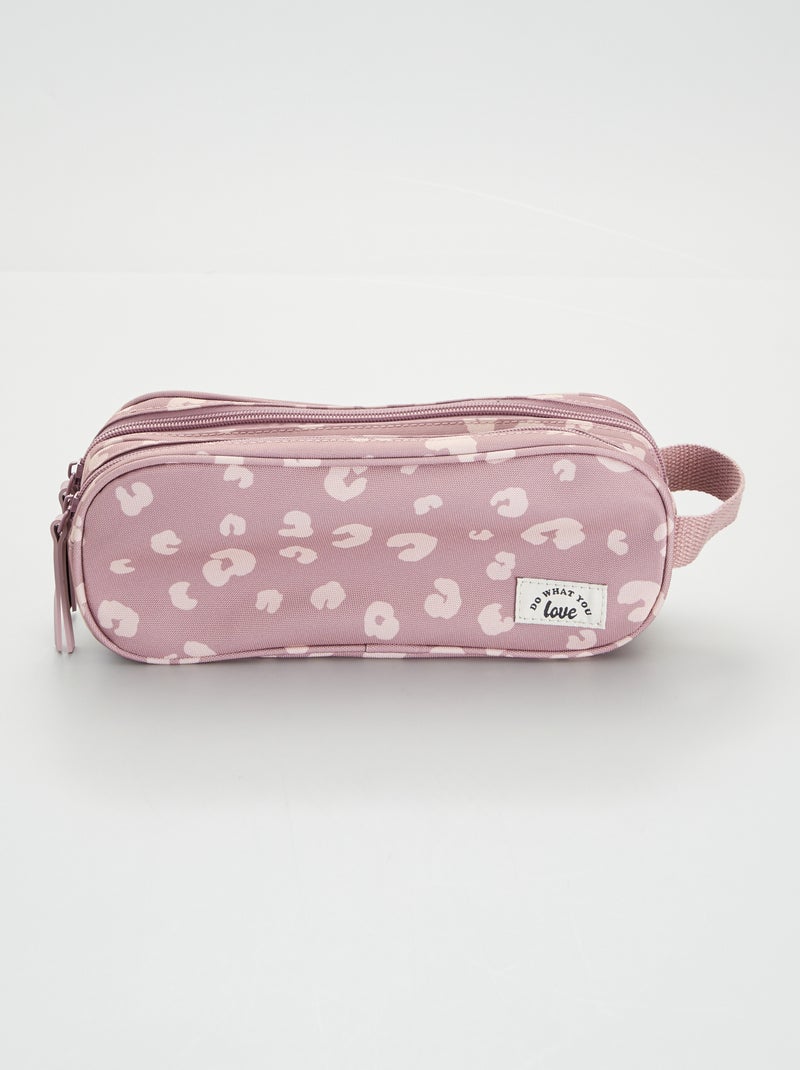 Trousse scolaire à double compartiment Rose léopard - Kiabi