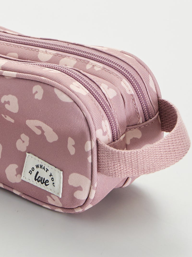 Trousse scolaire à double compartiment Rose léopard - Kiabi