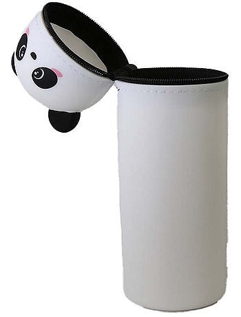 Trousse scolaire cylindrique fille 1 compartiment Panda blanc