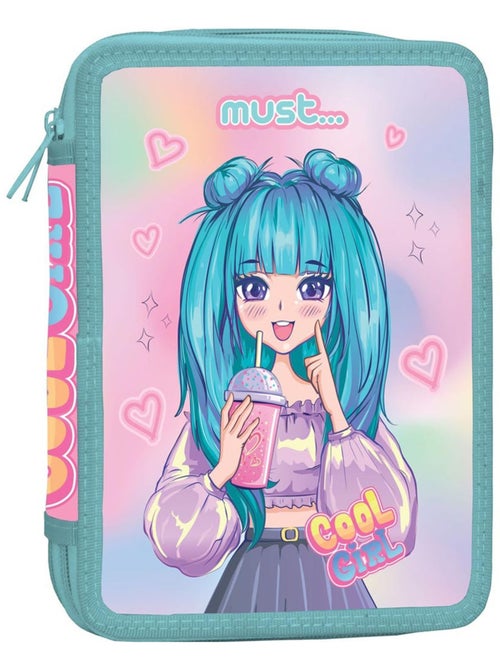 Trousse scolaire double compartiment zippée 'Cool Girl' 21 x 15 x 5 cm CMP - Kiabi Trousse scolaire double compartiment zippée 'Cool Girl' 21 x 15 x 5 cm CMP - Kiabi