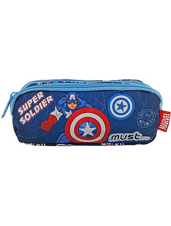Trousse scolaire en tissu 2 compartiments zippés Avengers Captain America