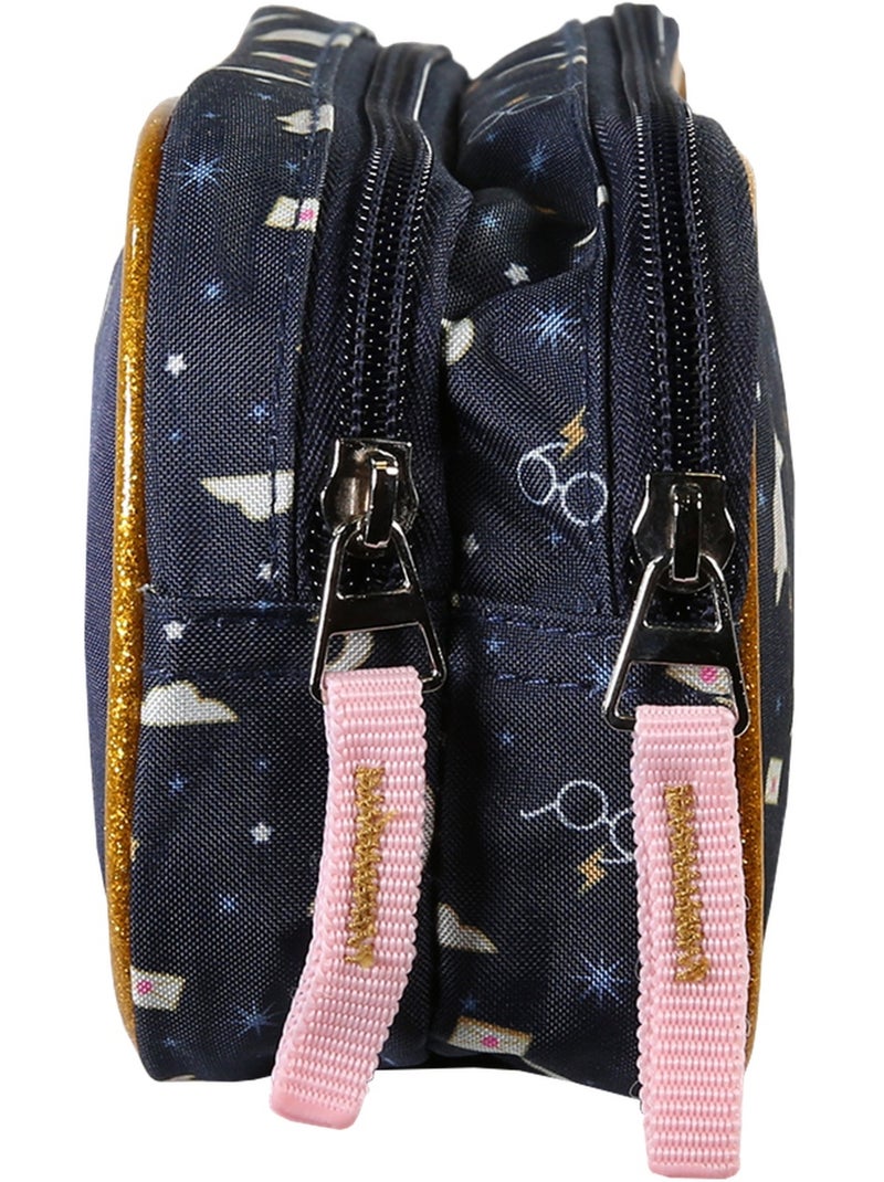 Trousse scolaire enfant 2 compartiments HARRY POTTER bleu marine doré Bleu marine - Kiabi