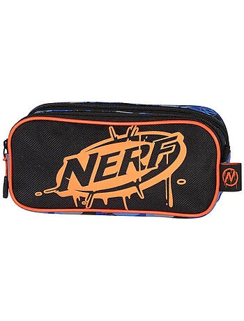 Trousse scolaire enfant double compartiment NERF Playground noir orange
