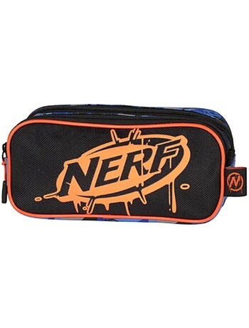 Trousse scolaire enfant double compartiment NERF Playground noir orange