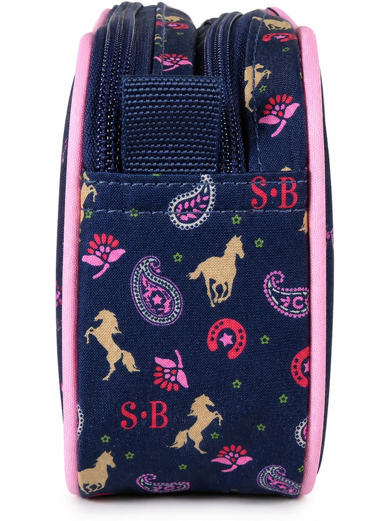 Trousse scolaire enfant double compartiment STALLA BIANCA Cow Girl bleue Bleu - Kiabi