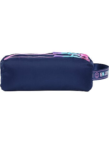 Trousse scolaire fille double compartiment MARSHMALLOW Pixelly bleu nui