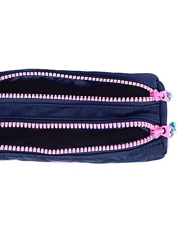 Trousse scolaire fille double compartiment MARSHMALLOW Pixelly bleu nui