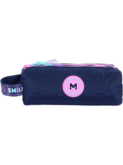 Trousse scolaire fille double compartiment MARSHMALLOW Pixelly bleu nui - Kiabi