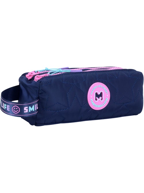 Trousse scolaire fille double compartiment MARSHMALLOW Pixelly bleu nui - Kiabi