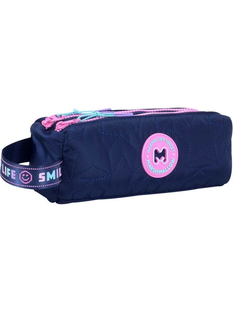 Trousse scolaire fille double compartiment MARSHMALLOW Pixelly bleu nui Bleu nuit - Kiabi