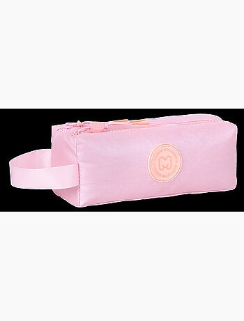 Trousse scolaire fille double compartiment MARSHMALLOW Platinum rose irisé