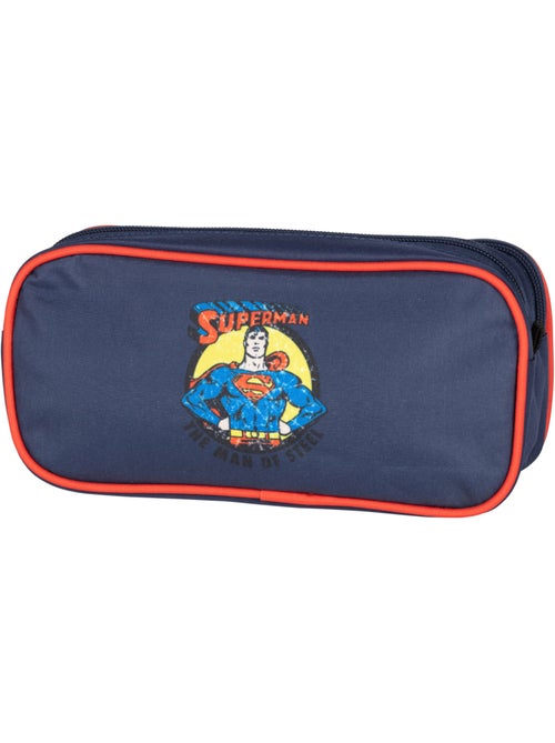 Trousse scolaire garçon 2 compartiments SUPERMAN bleu marine rouge - Kiabi