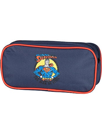 Trousse scolaire garçon 2 compartiments SUPERMAN bleu marine rouge