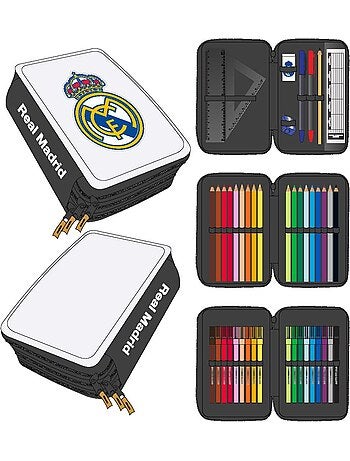 Trousse scolaire Real Madrid avec triple compartiment avec accessoires