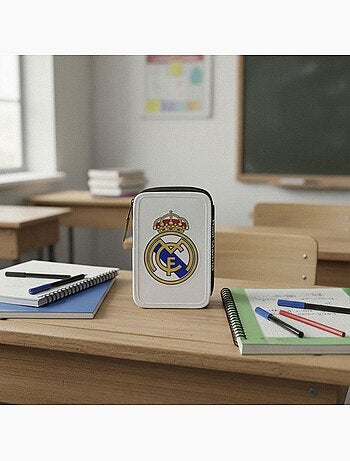 Trousse scolaire Real Madrid avec triple compartiment avec accessoires