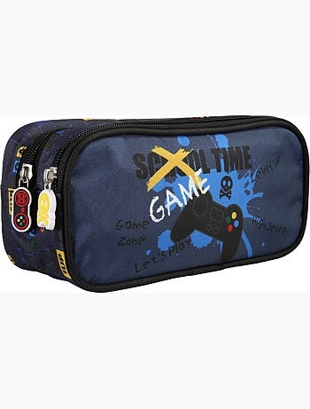 Trousse scolaire rectangulaire 2 compartiments KIP School Time bleu noir
