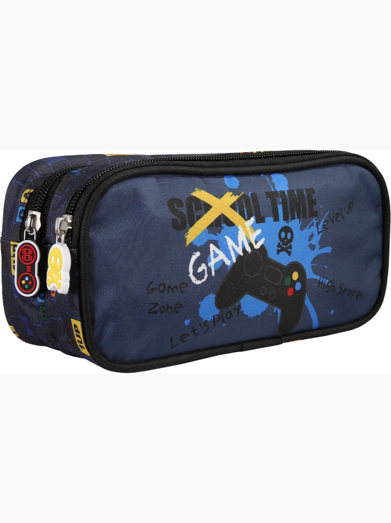 Trousse scolaire rectangulaire 2 compartiments KIP School Time bleu noir Bleu marine - Kiabi