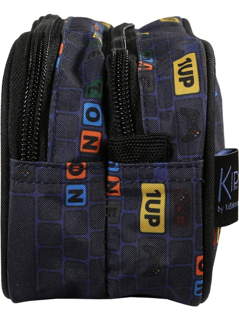 Trousse scolaire rectangulaire 2 compartiments KIP School Time bleu noir Bleu marine - Kiabi