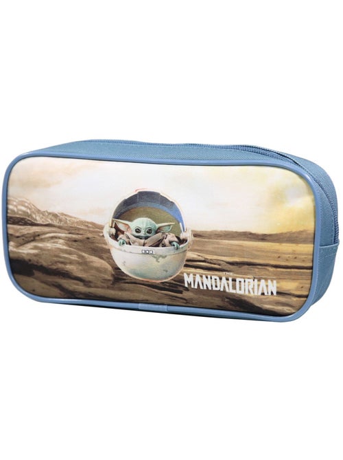 Trousse scolaire rectangulaire Baby Yoda Star Wars / The Mandalorian Beige et Bleue Bagtrotter - Kiabi