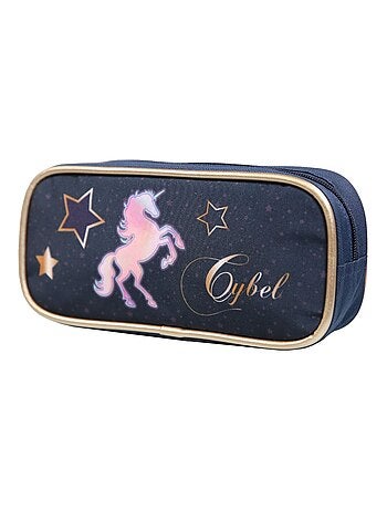 Trousse scolaire rectangulaire Cybel Cheval Licorne Bleue Bagtrotter