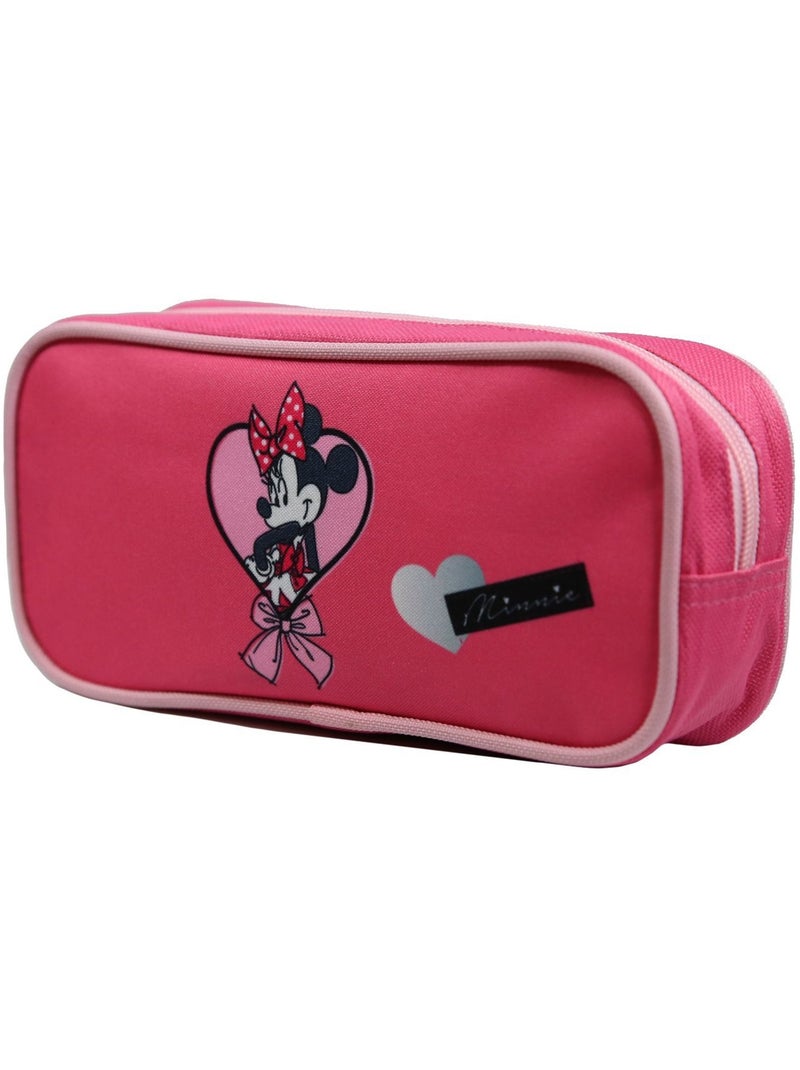 Trousse scolaire rectangulaire Disney Minnie Coeur Rose Bagtrotter Rose - Kiabi