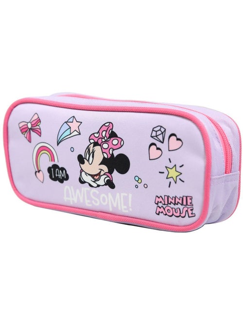 Trousse scolaire rectangulaire Disney Minnie Violette Parme Bagtrotter - Kiabi