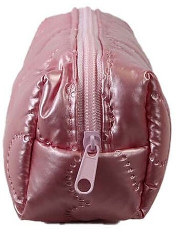 Trousse scolaire rectangulaire fille 1 compartiment rose motif cœur
