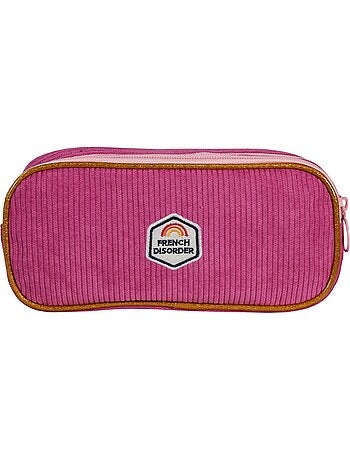 Trousse scolaire rectangulaire fille 2 compartiments FRENCH DISORDER Leo rose velours