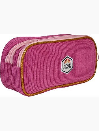 Trousse scolaire rectangulaire fille 2 compartiments FRENCH DISORDER Leo rose velours