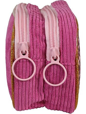 Trousse scolaire rectangulaire fille 2 compartiments FRENCH DISORDER Leo rose velours