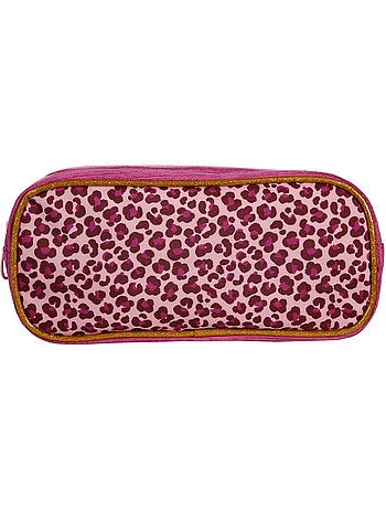 Trousse scolaire rectangulaire fille 2 compartiments FRENCH DISORDER Leo rose velours