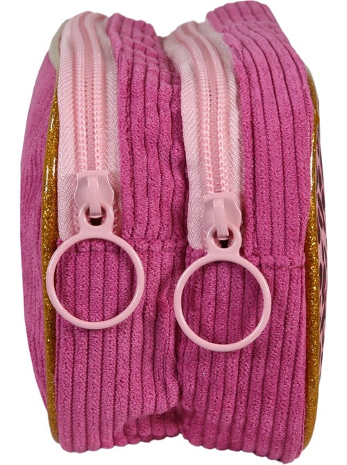 Trousse scolaire rectangulaire fille 2 compartiments FRENCH DISORDER Leo rose velours - Kiabi Trousse scolaire rectangulaire fille 2 compartiments FRENCH DISORDER Leo rose velours - Kiabi