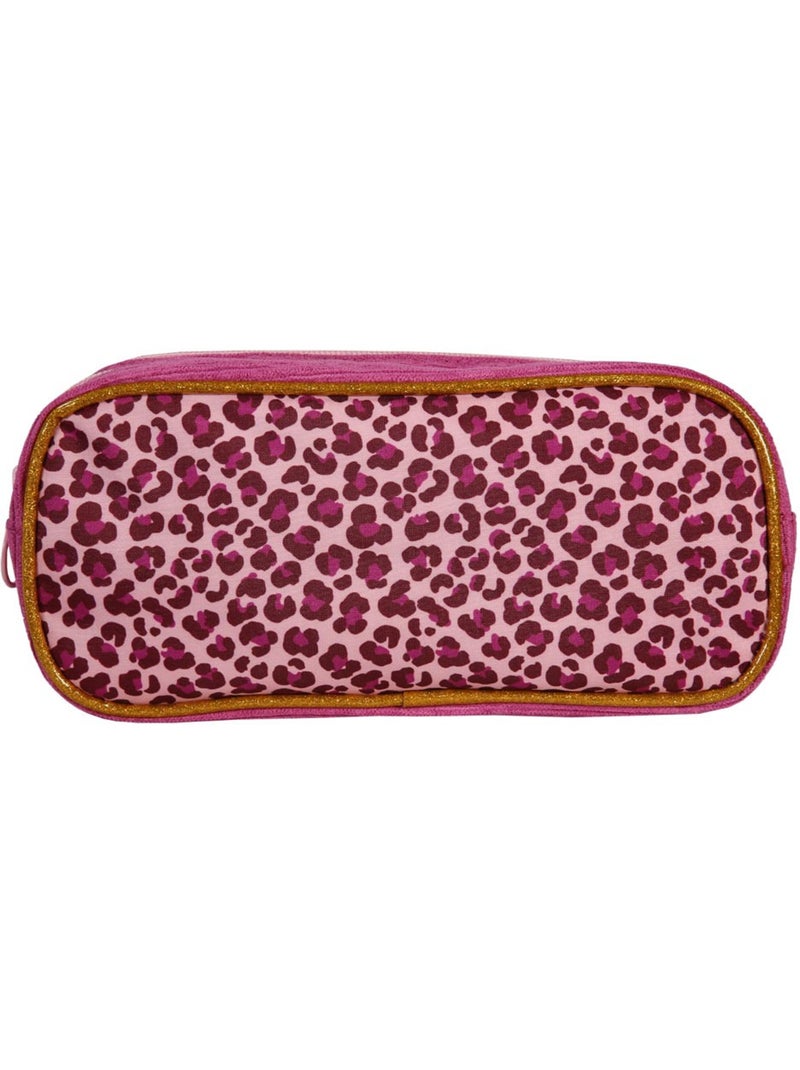 Trousse scolaire rectangulaire fille 2 compartiments FRENCH DISORDER Leo rose velours Rose - Kiabi