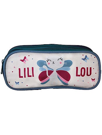 Trousse scolaire rectangulaire fille 2 compartiments LILI LOU beige