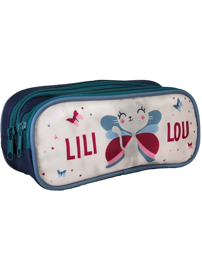 Trousse scolaire rectangulaire fille 2 compartiments LILI LOU beige Beige - Kiabi