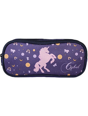 Trousse scolaire rectangulaire fille CYBEL violette 2 compartiments