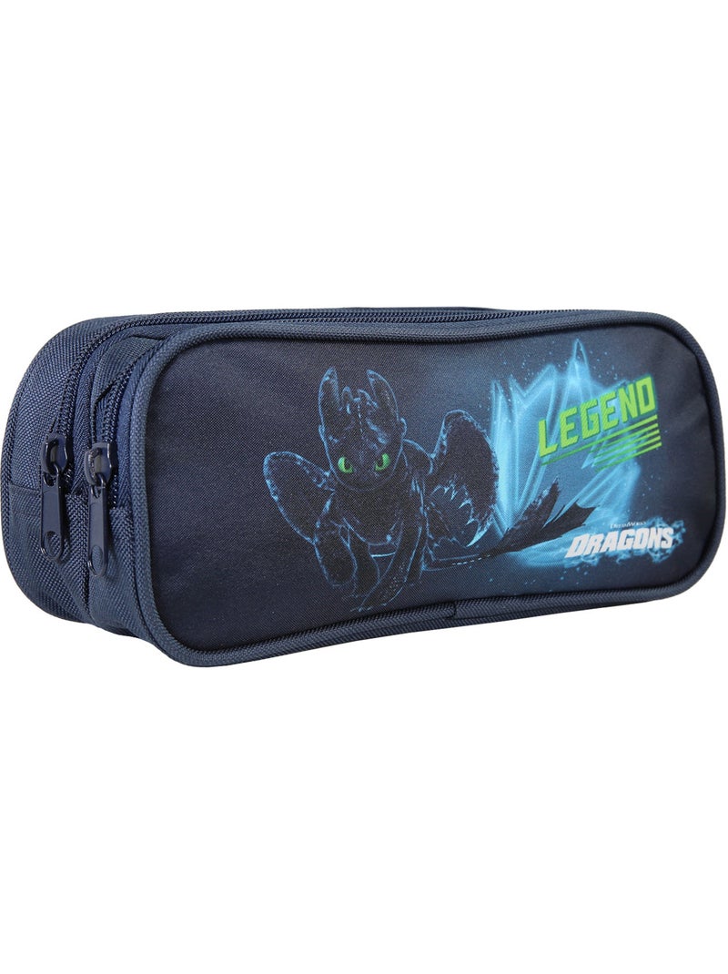 Trousse scolaire rectangulaire garçon DRAGONS bleue 2 compartiments Bleu - Kiabi