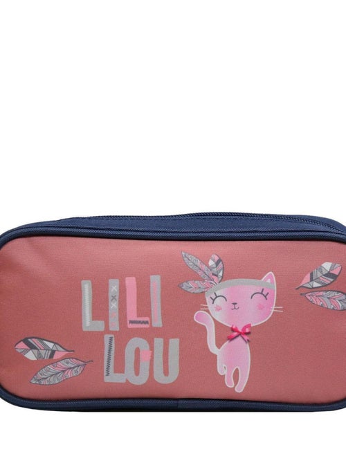 Trousse scolaire rectangulaire Lili Lou Chat Rose Bagtrotter - Kiabi