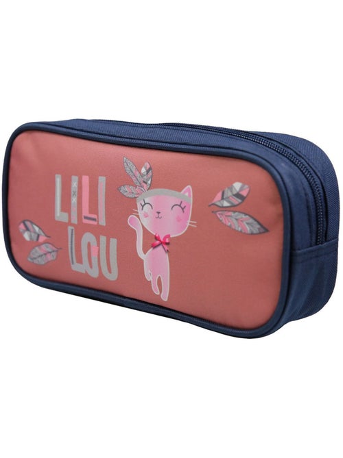 Trousse scolaire rectangulaire Lili Lou Chat Rose Bagtrotter - Kiabi