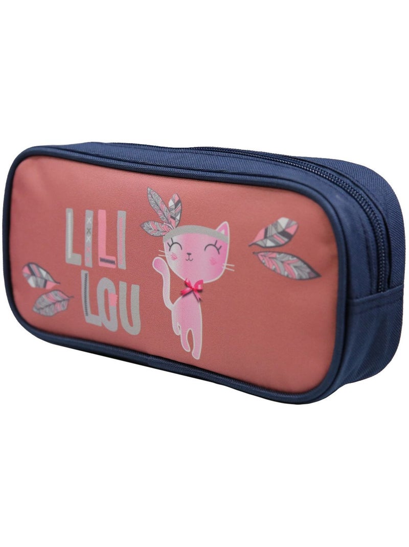 Trousse scolaire rectangulaire Lili Lou Chat Rose Bagtrotter Rose - Kiabi